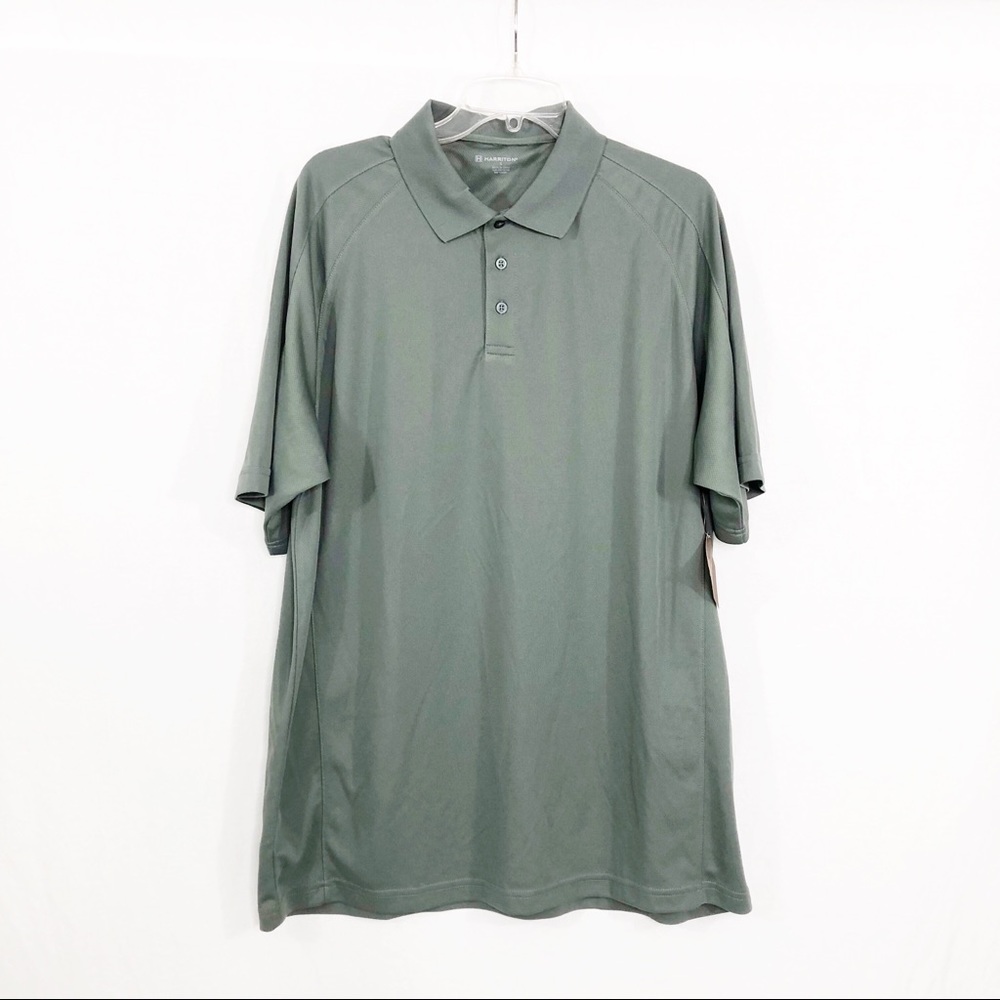 NEW Harriton Mens Golf Performance Polo Shirt, Size Large, Gray